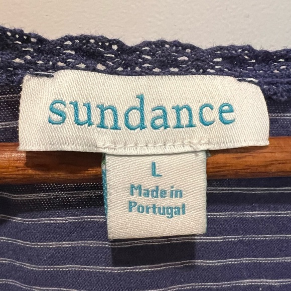 Sundance Shirt Long Sleeve Blue Stripes Embroidered Size Large 100% Cotton - Picture 6 of 8
